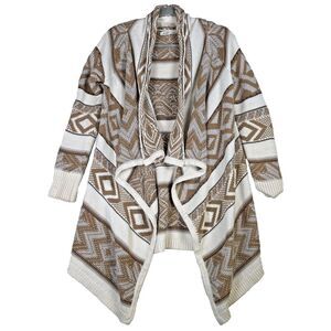 Old Navy Womens Sweater Sz S Brown Cream Western Style Open Cardigan Native Azte